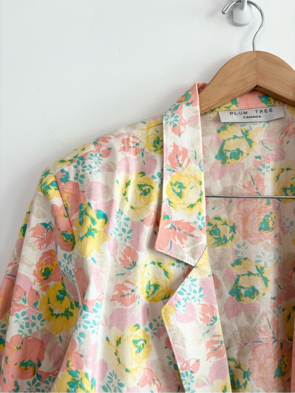 Vintage 100% Cotton Pastel Floral Open Boxy Blazer - Picture 3 of 10